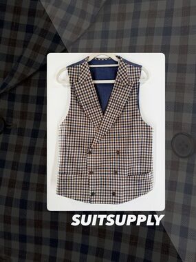 EUC Suitsupply Two Tone Checked Vest